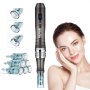 VEVOR Professional Microneedling Pen, Electric Derma Pen with 6PCS Disposable Cartridges, 6 Variable Speed Skin Care Beauty Device with LCD Display and 0-2.5mm Adjustable Needle Length