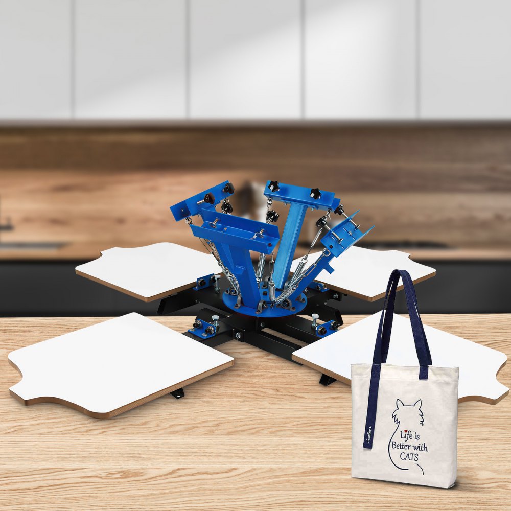 Zeefdrukmachine Zeefdrukmachine Zeefdrukmachine Textiel 4 kleur 4 station: