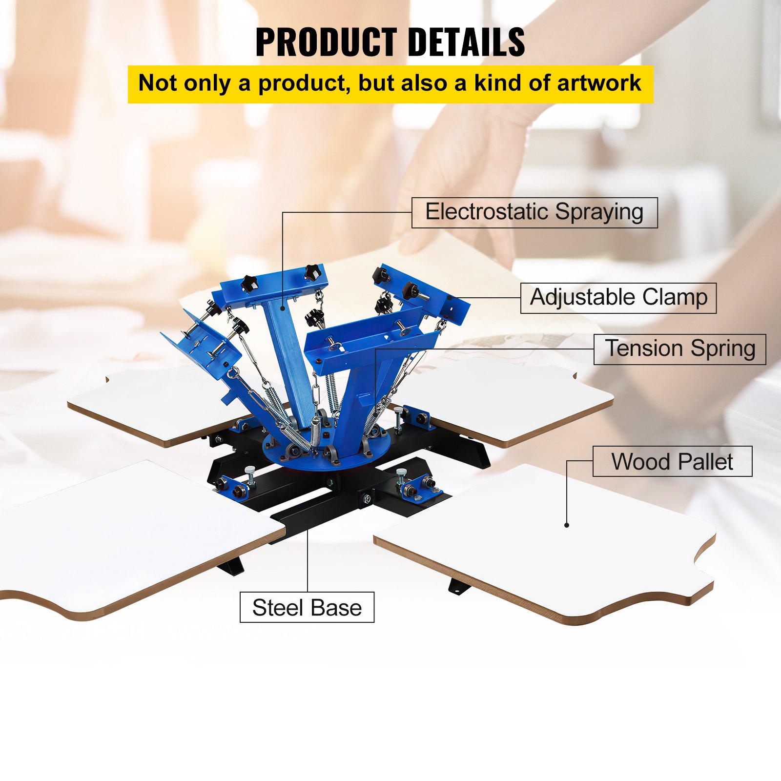 Zeefdrukmachine Zeefdrukmachine Zeefdrukmachine Textiel 4 kleur 4 station: