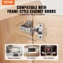 VEVOR Cabinet Hinges, 60 Packs Partial Overlay Kitchen Cabinet Door Hinges, 100 Degree Opening Angel Soft Close Concealed Cupboard Hinges for Framed + Frameless Cabinet Type, with Mounting Screws