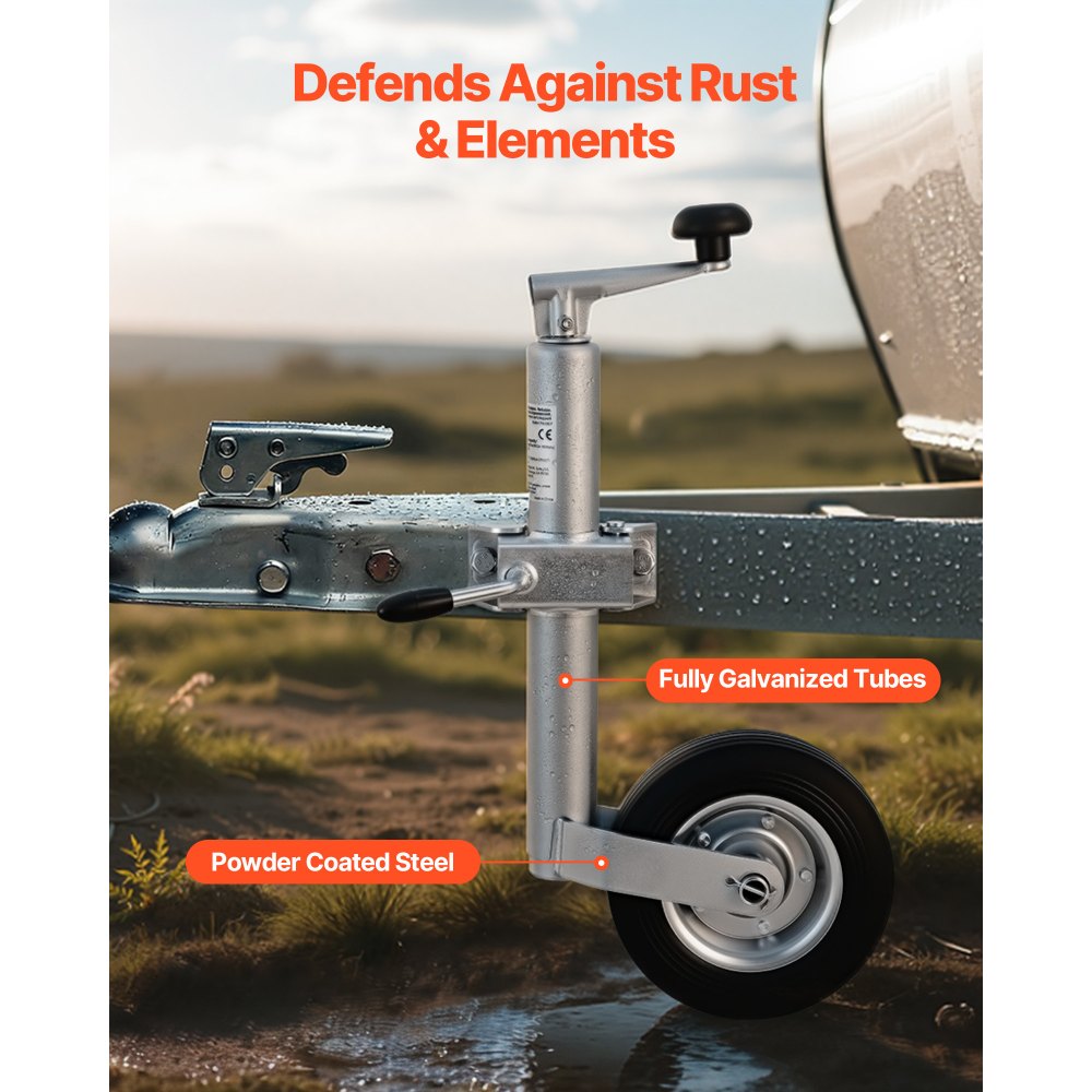 VEVOR Trailer Jack with Wheel, 150 kg Load Capacity, Heavy Duty Bolt-on Trailer Tongue Jack with Single Wheel & Ergonomic Handle, 230 mm Lift Travel, Fit for RVs, Horse Trailers, Utility Trailers