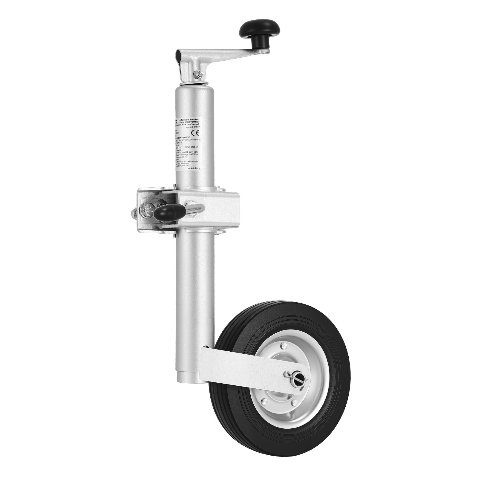 VEVOR steunwiel, draagvermogen tot 150 kg, neuswiel in hoogte verstelbaar van 550–780 mm, aanhangerwiel, aanhangersteun met enkel wiel en ergonomische handgreep, geschikt voor aanhangers, caravans en boten.