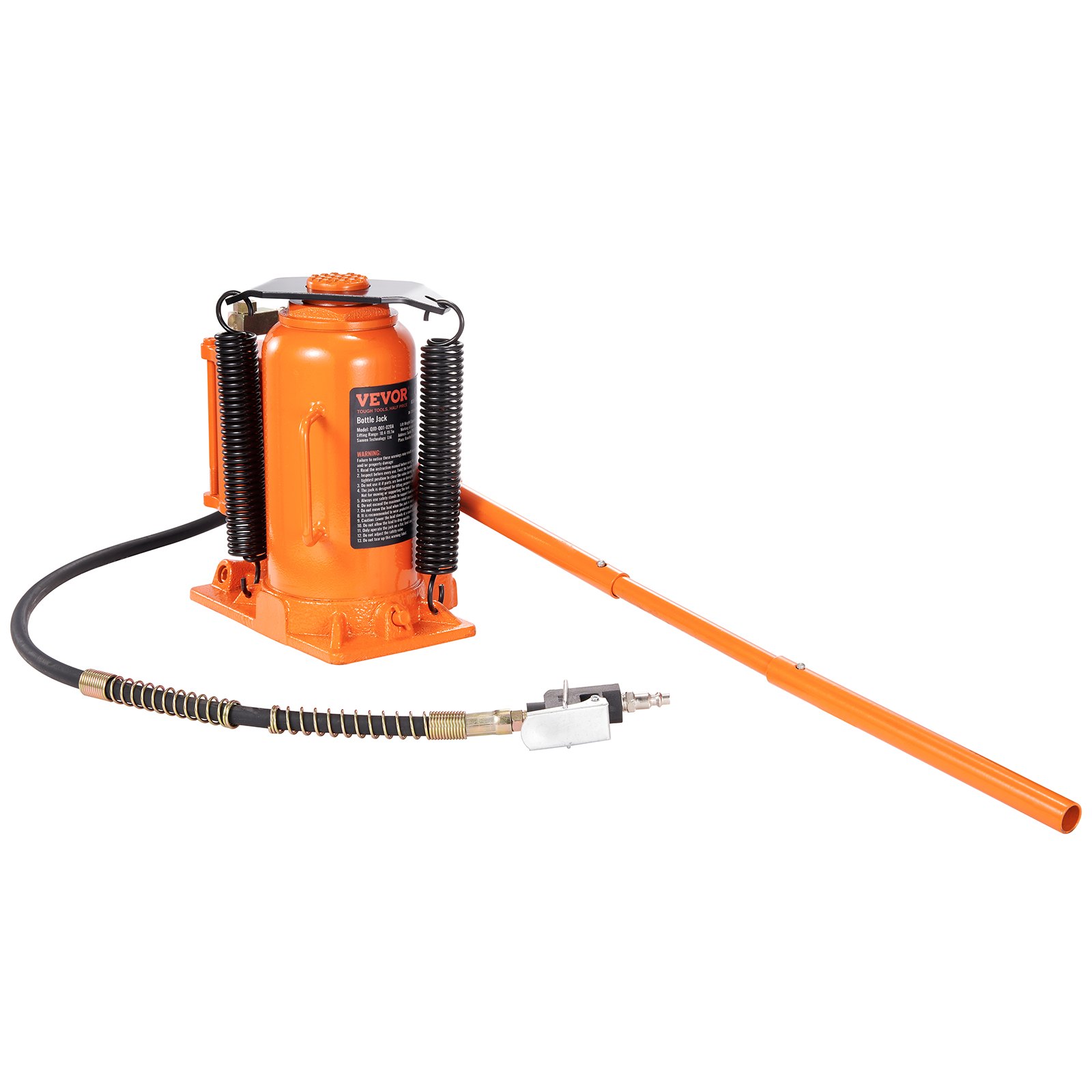 VEVOR Air Hydraulic Bottle Jack, 20 Ton/40000 LBS All Welded Bottle Jack, 265 - 500 mm Lifting Range, Manual Handle and Air Pump, for Car, Pickup, Truck, RV, Auto Repair, Industrial Engineering