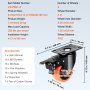 VEVOR Meubelwielen Set van 4 Zwenkwielen PVC φ76,2mm Wielen Draagvermogen 454kg Transportwielen met A/B Remmen Bakwielen 360° Draaibaar Zware Wielen voor Huizen Kantoren Studio's Fabrieken