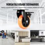 VEVOR Meubelwielen Set van 4 Zwenkwielen PVC φ101.6mm Wielen Draagvermogen 635kg Transportwielen met A/B Remmen Bakwielen 360° Draaibaar Zware Wielen voor Huizen Kantoren Studio's Fabrieken