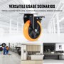 VEVOR Meubelwielen Set van 4 Zwenkwielen PVC φ127mm Wielen Draagvermogen 816kg Transportwielen met A/B Remmen Bakwielen 360° Draaibaar Zware Wielen voor Huizen Kantoren Studio's Fabrieken