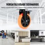 VEVOR Meubelwielen Set van 4 Zwenkwielen PVC φ152,4mm Wielen Draagvermogen 1.270kg Transportwielen met A/B Remmen Bakwielen 360° Draaibaar Zware Wielen voor Huizen Kantoren Studio's Fabrieken