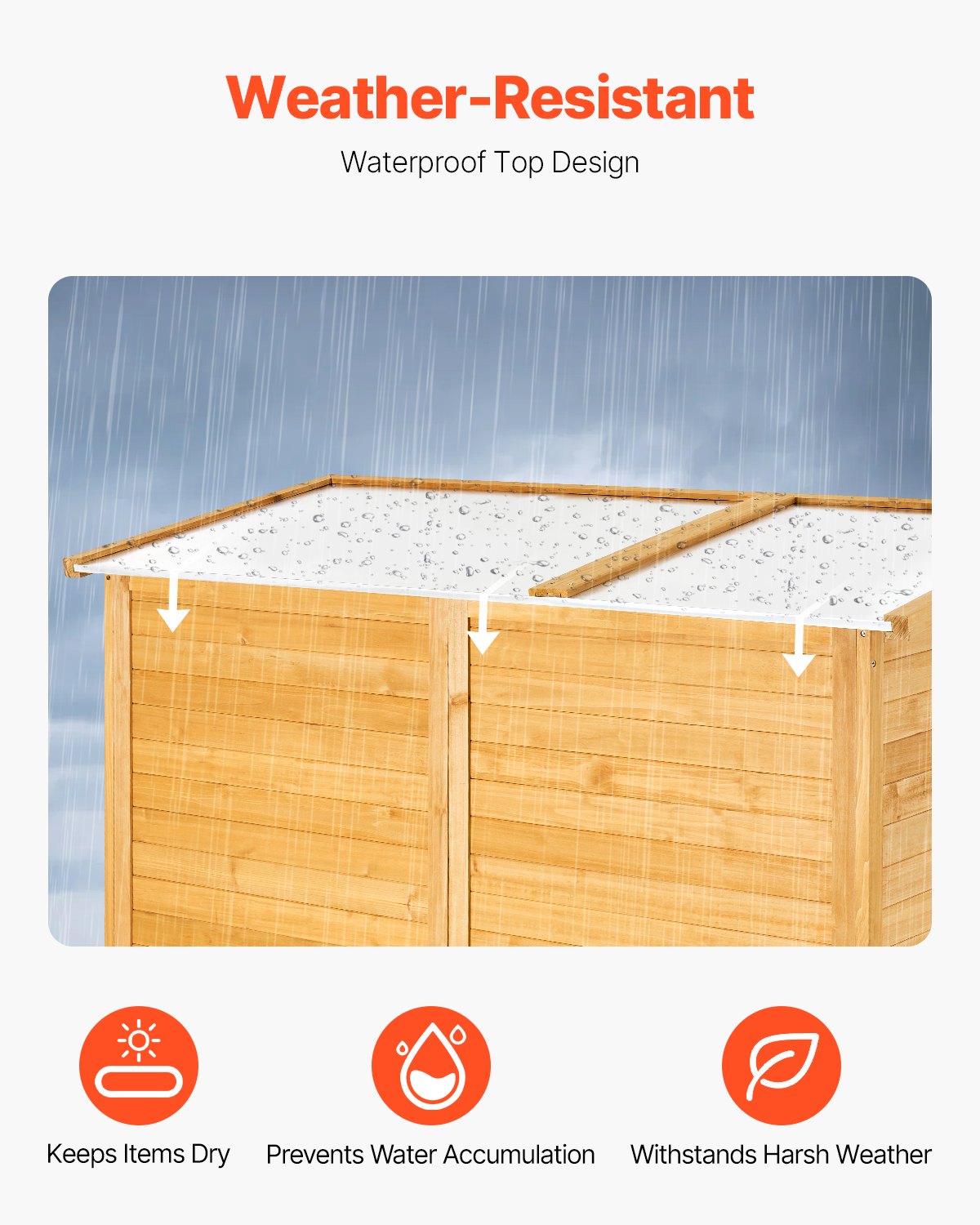 VEVOR tuinhuis 1400 x 600 x 1715 mm, grote houten opbergkast met waterdicht dak en metalen frame, dubbele afsluitbare deuren, gereedschapsschuur, tuinkast met planken en vloer