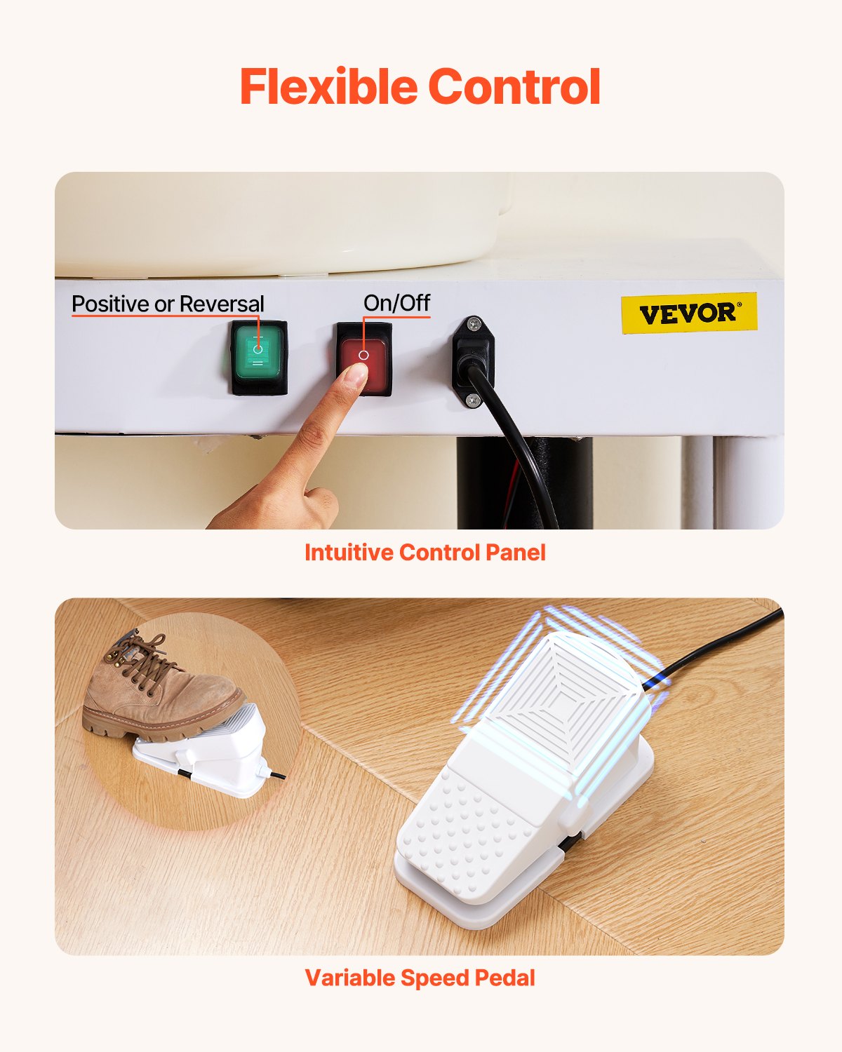 VEVOR Keramisch pottenbakkerswiel, 450W (35cm), met verstelbaar pedaal, hefpoot en afneembaar bassin, pottenbakkerswiel met complete accessoires voor kunstnijverheid, DIY, wit