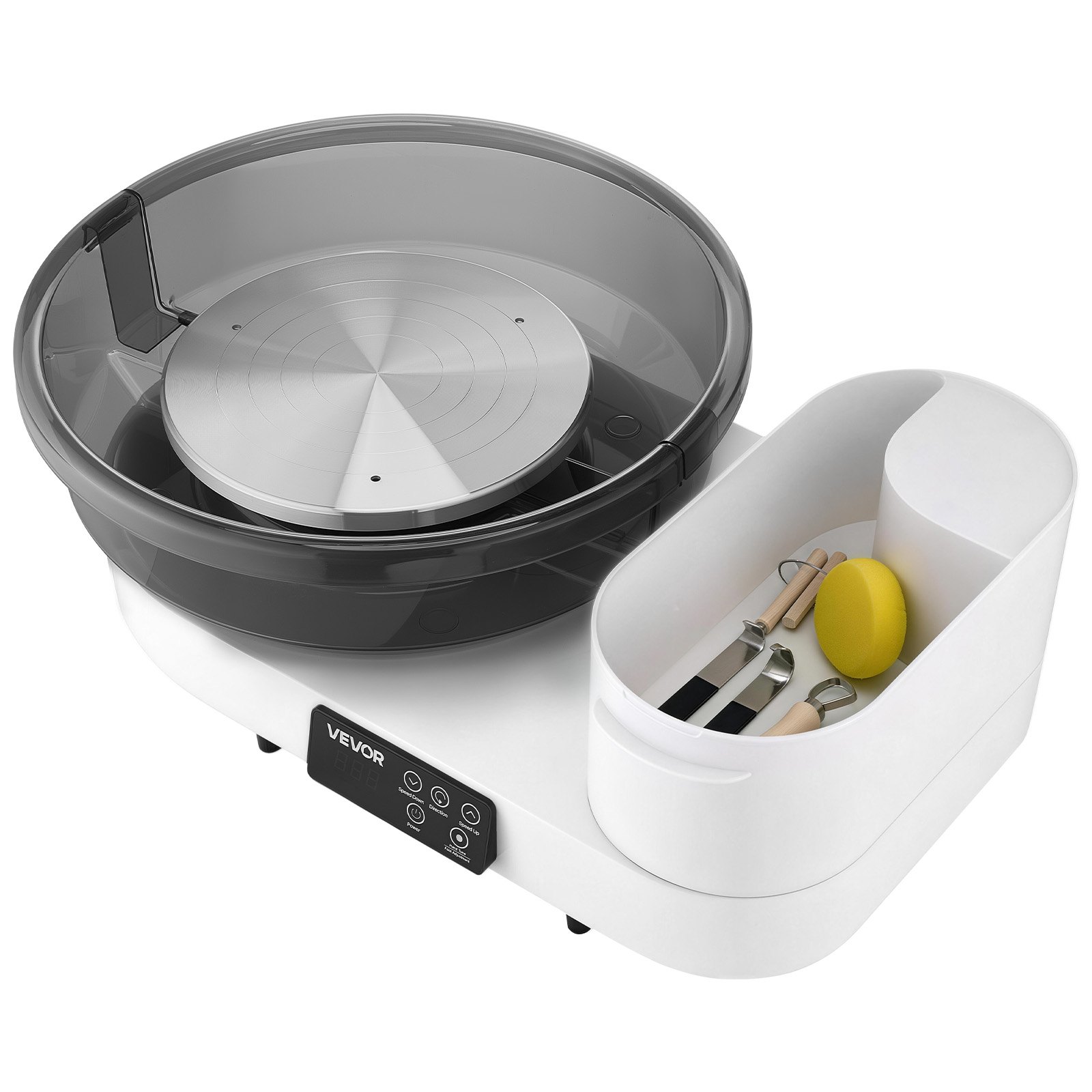 VEVOR elektrische pottenbakkersschijf 450W, draaiplateau 28cm / 36cm, pottenbakkersmachine met voetpedaal en instelbare snelheid van 30-300 RPM en aluminium behuizing, voor beginners die zelf met klei willen werken.