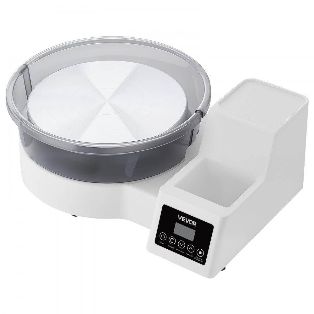 VEVOR elektrische pottenbakkersschijf 450W, draaiplateau 28 cm (aluminium), pottenbakkersmachine met voetpedaal en instelbare snelheid van 30-300 tpm, PP-behuizing, voor beginners in doe-het-zelf kleikunst, wit