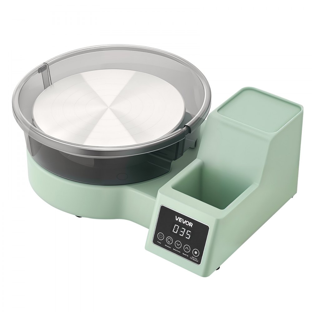 VEVOR elektrische pottenbakkersschijf 450W, draaiplateau 28 cm (aluminium), pottenbakkersmachine met voetpedaal en instelbare snelheid van 30-300 tpm en PP-behuizing, voor beginners die zelf klei willen maken, groen
