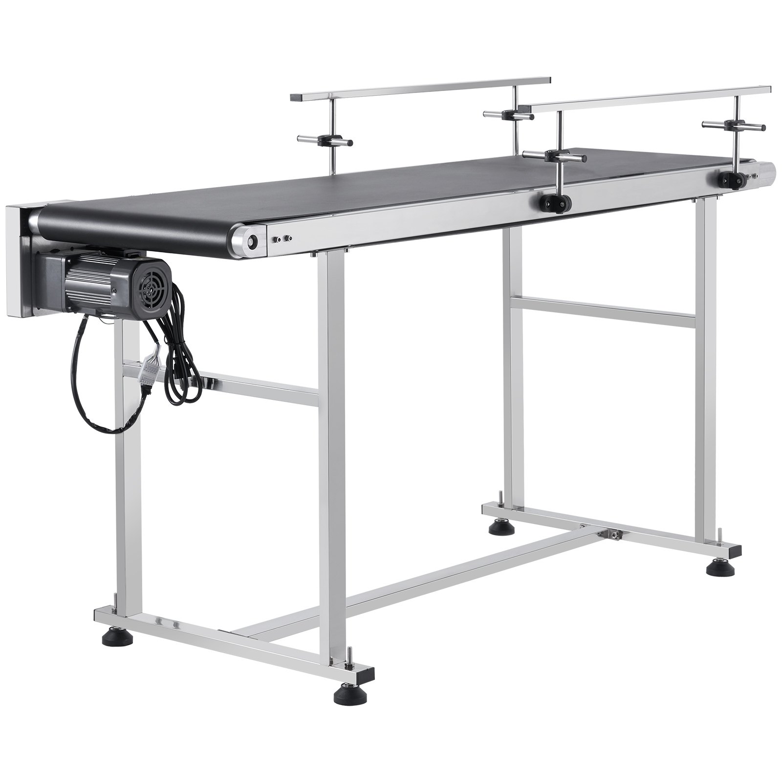 VEVOR Transportband, 1498,6 x 398,8 mm transporttafel, gemotoriseerde transportband voor inkjetcoderingstoepassingen, aangedreven PVC-band, antistatisch, regelbare snelheid (dubbele vangrail)