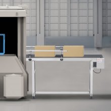 VEVOR transportband 1498,6 x 198,1 mm transporttafel Robuuste roestvrijstalen gemotoriseerde transportband voor inkjetcoderingstoepassingen Aangedreven PVC-band Verstelbare snelheid (dubbele leuning)