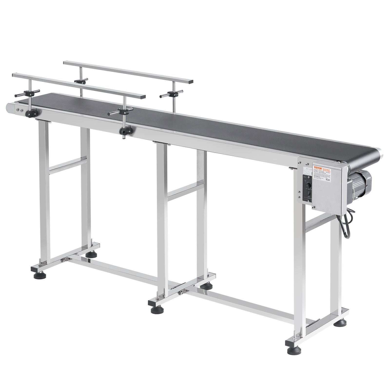 VEVOR Belt Conveyor, 71 x 7.8 inch Conveyor Table, Heavy Duty Stainless Steel Motorized Belt Conveyor for Inkjet Coding Applications Powered PVC Belt Anti-Static Adjustable Speed (Double Guardrail)