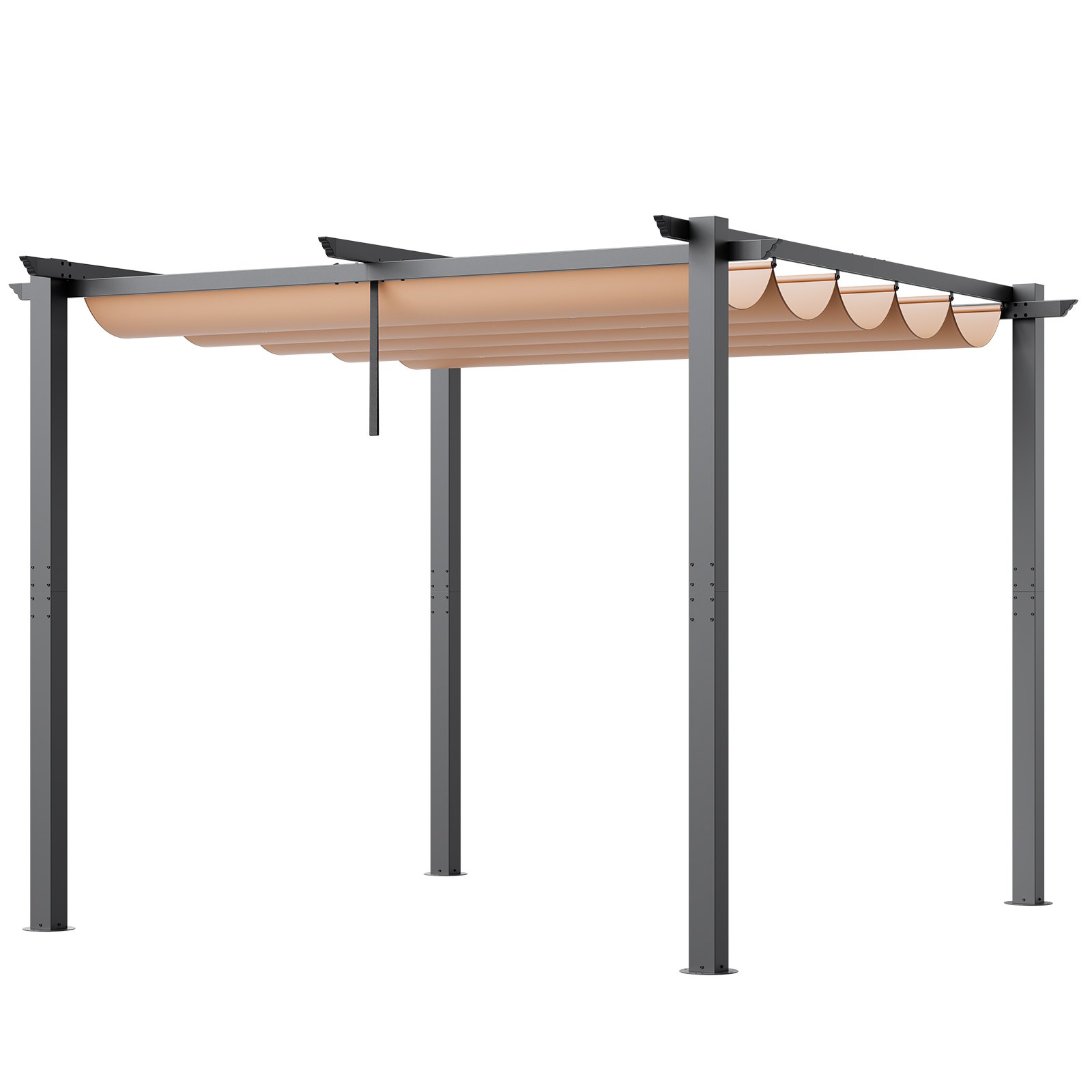VEVOR 10'x10' intrekbare buitenpergola met luifel, aluminium pergola met intrekbare luifel, moderne pergola met zonwering voor patio's, tuinen, terrassen, achtertuinen (beige)