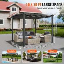 VEVOR Pavilion Tuintent Outdoor Pergola Zonwering Luifel 2,97x2,97x2,3m Grijs