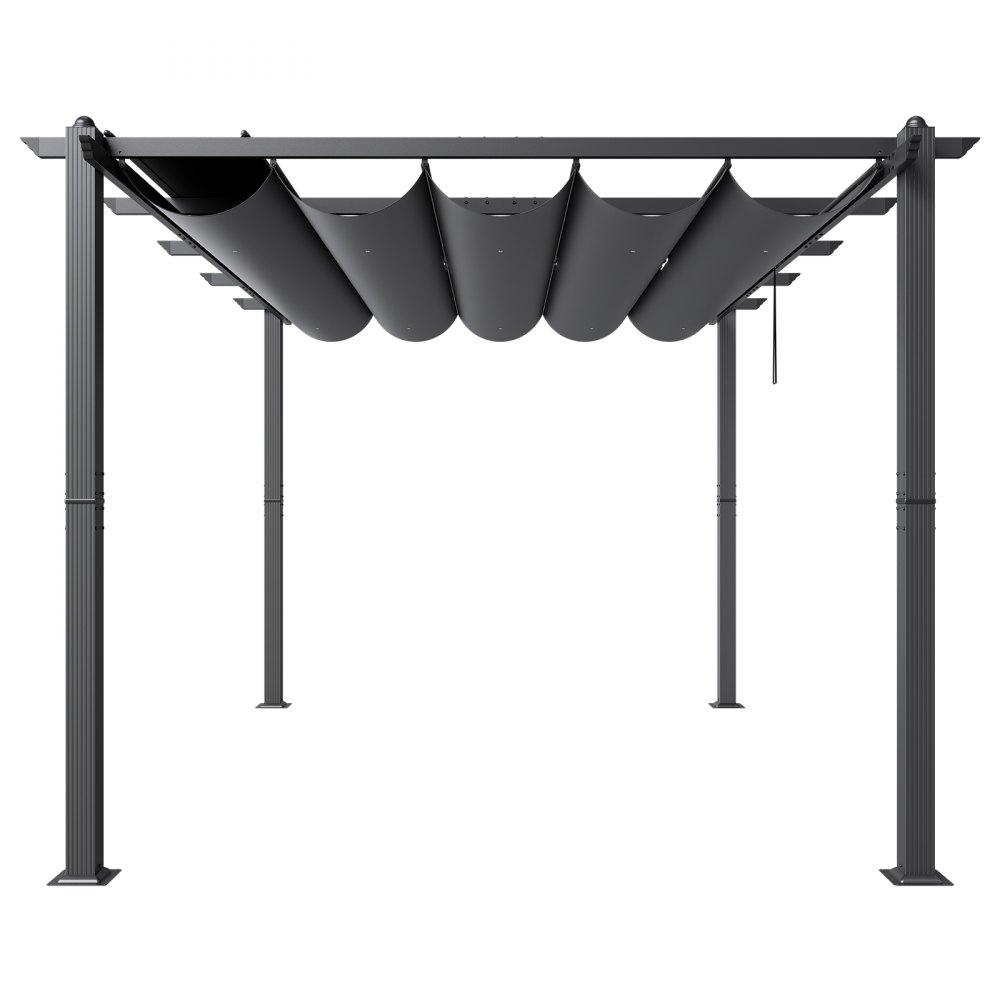 VEVOR 10'x13' Outdoor Retractable Pergola with Canopy, Aluminum Pergola with Retractable Canopy, Modern Pergola with Sun Shade Canopy for Patios, Gardens, Decks, Backyards (Gray)