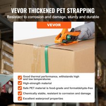 VEVOR Banding Strapping Kit with Strapping Tensioner Tool, Banding Sealer Tool, 1000 ft Length PET Band, 300 Metal Seals, Pallet Packaging Strapping Banding Kit Banding Packaging Strapping for Packing