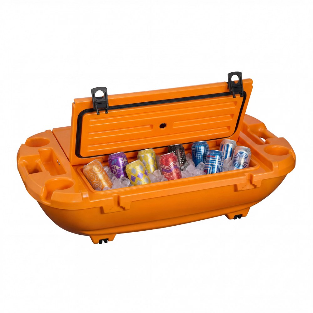 VEVOR Amfibische Drijvende Koelbox, 37,9 liter drijvende drankkoeler met droog compartiment en trekkoord voor water en land, kantelbare koelcontainer gemaakt van LLDPE voor zwembad, rivier, meer, strand, zee, feestjes, oranje