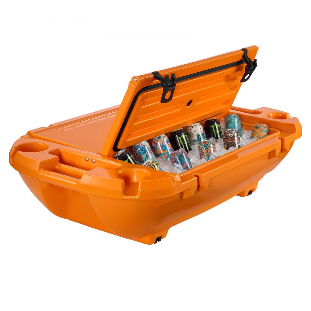 VEVOR Amfibische Drijvende Koelbox, 37,9 liter drijvende drankkoeler met droog compartiment en trekkoord voor water en land, kantelbare koelcontainer gemaakt van LLDPE voor zwembad, rivier, meer, strand, zee, feestjes, oranje