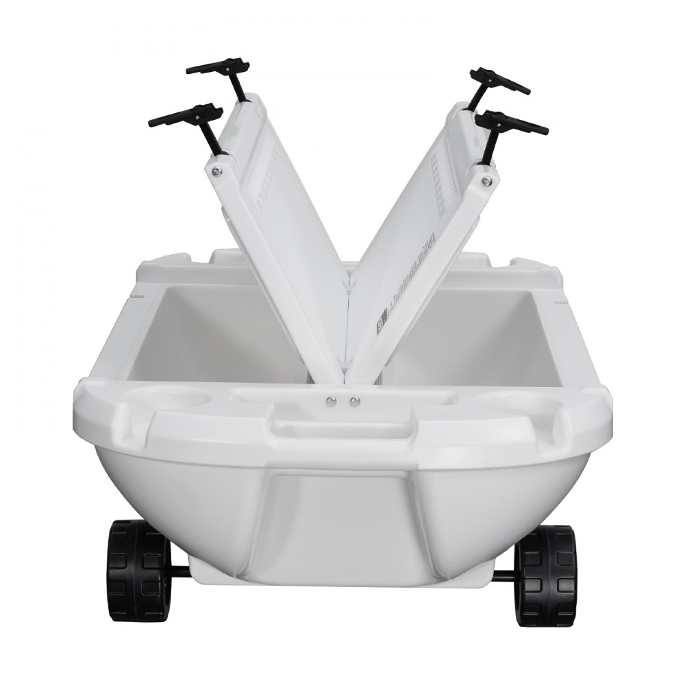 VEVOR Floating Cooler, 40 QT Floating Ice Chest with Dry Storage, Wheels & Tow Rope, Premium LLDPE Amphibious Drink Cooler for Water & Land, Cruise Stable on Lake, River, Pool, Beach, Kayak, White