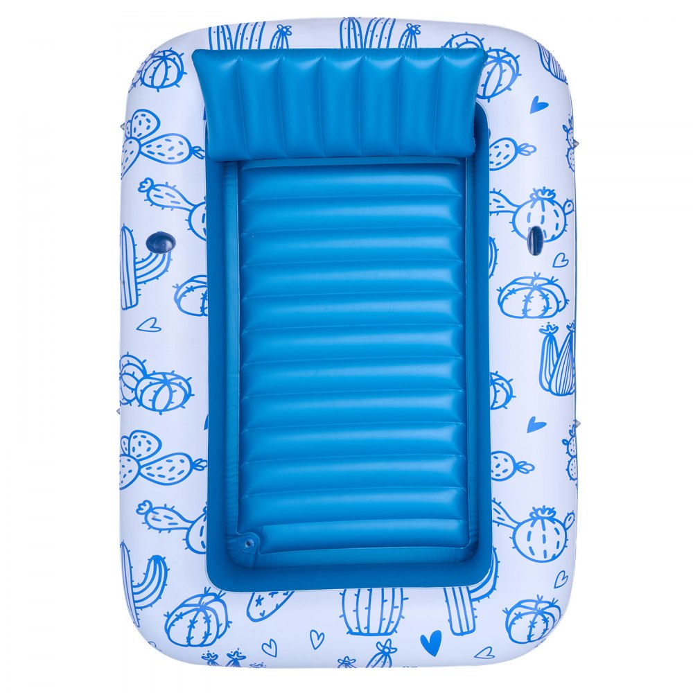 VEVOR Opblaasbaar Zwemmatras 208 x 140 cm, Zwembadluchtmatras met afneembaar UPF 50+ zonnescherm, draagvermogen 250 kg, drijvend eiland voor 2 personen, incl. kussen, telefoon- en bekerhouder voor zwembad en zee