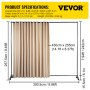VEVOR Curtain Divider Stand, 8 x 10 ft, 4 Rolling Wheels Room Divider Kit, Aluminum Alloy Frame, Blackout Curtain & Portable Oxford Bag Included, Expandable Room Divider for Office, Conference Beige