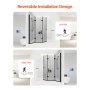 VEVOR Badkuip Douchedeur (1295 x 1422 mm / B x H) Frameloze Opvouwbare Douchedeur met Scharnier, Drievoudig Opvouwbare Douchedeur met 180° Draaibaar Ontwerp, voor Badkuip, Zwart