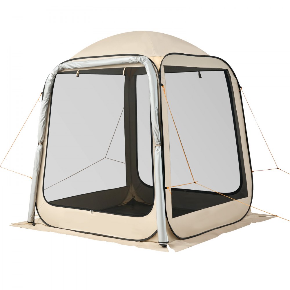 VEVOR Campingtent, 182,88 x 182,88 cm, pop-up tent voor de achterklep van een SUV, draagbare partytent voor 4-6 personen met draagtas, zijwanden van gaas, voor kamperen, tuinieren en buitenactiviteiten, beige