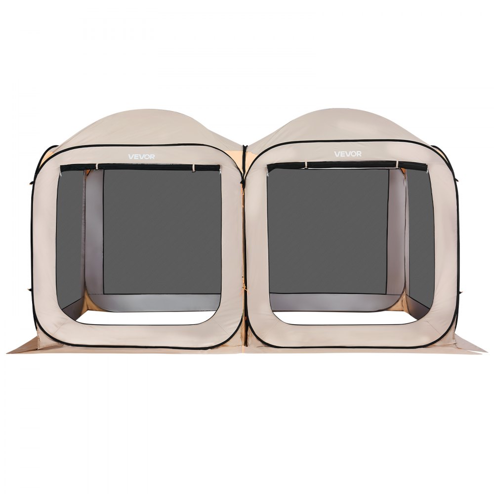 VEVOR Campingtent, 365,76 x 182,88 cm, 2-in-1 pop-up tent, draagbare partytent met draagtas, gaaswanden en grondpinnen, voor tuin, terras en buitenactiviteiten, beige