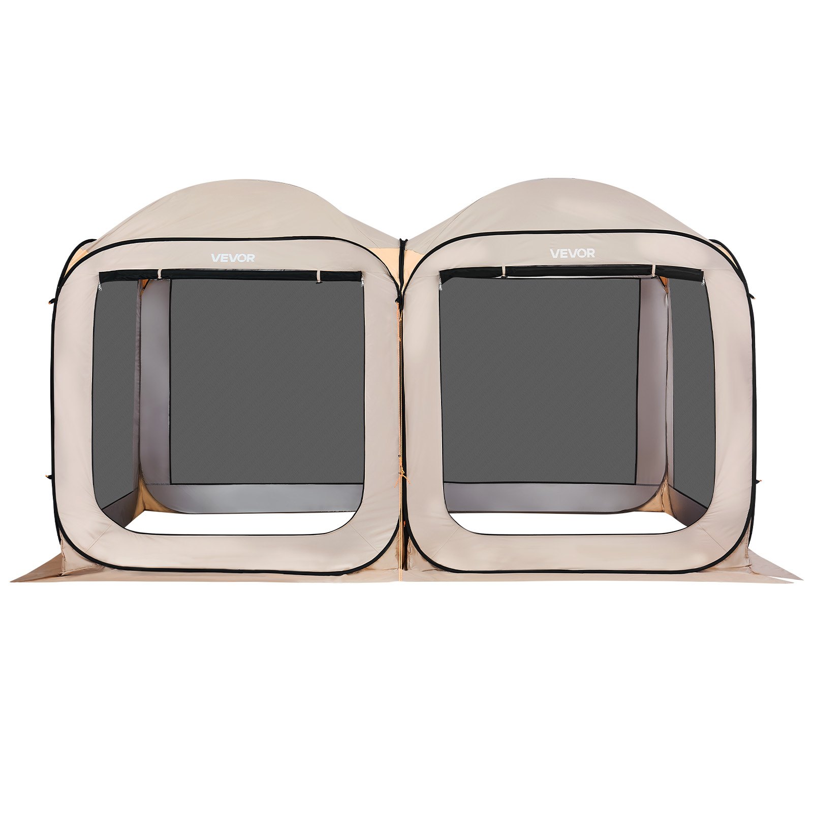 VEVOR Screen House Tent, 3660 x 1825 x 2200 mm, 2 in 1 Pop Up Screen Tent, Portable Screened in Canopy with Carry Bag, Netting Sides, Ground Stakes, for Garden, Patio, and Outdoor Activities, Beige