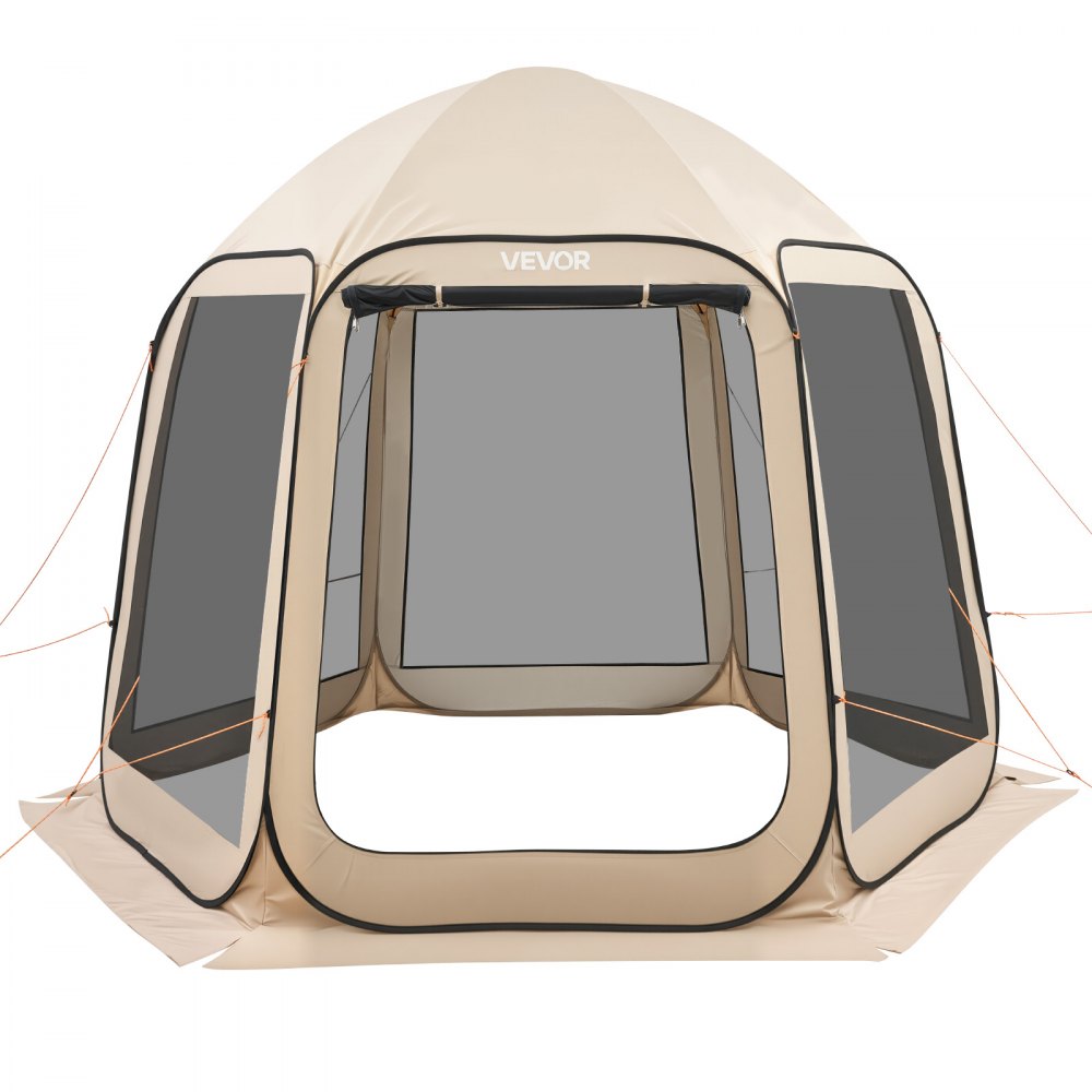 VEVOR pop-up tent, 304,8 x 280,4 cm, kampeertent voor 4-8 personen, partytent inclusief draagtas, gaaswanden en haringen, voor tuin, terras en buitenactiviteiten, beige