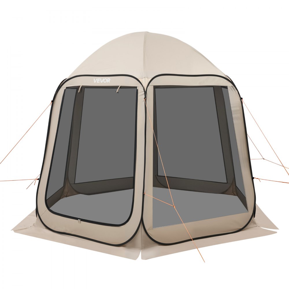 VEVOR pop-up tent, 304,8 x 280,4 cm, kampeertent voor 4-8 personen, partytent inclusief draagtas, gaaswanden en haringen, voor tuin, terras en buitenactiviteiten, beige