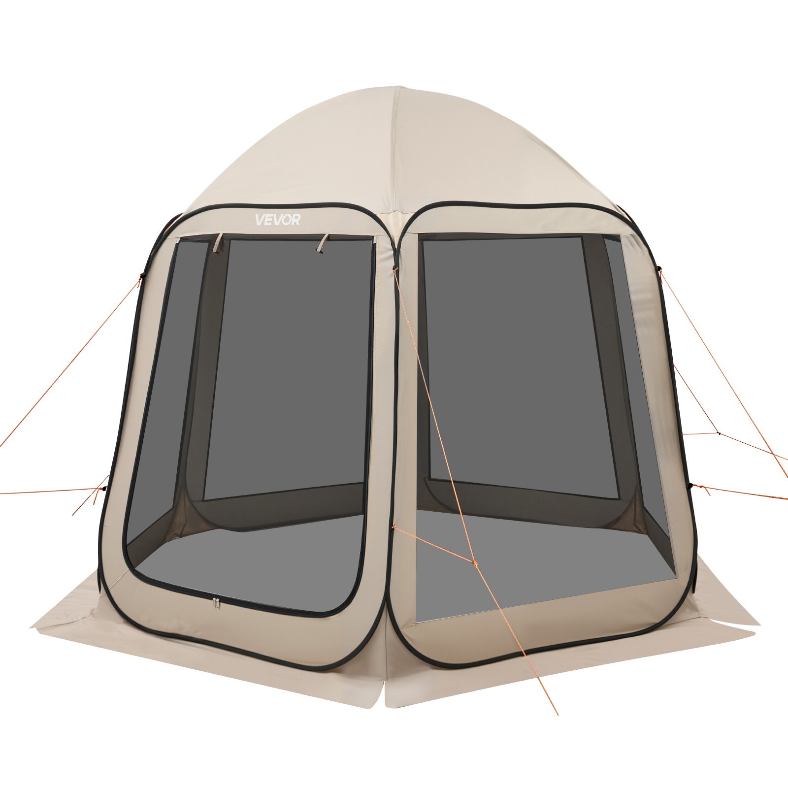 VEVOR pop-up tent, 304,8 x 280,4 cm, kampeertent voor 4-8 personen, partytent inclusief draagtas, gaaswanden en haringen, voor tuin, terras en buitenactiviteiten, beige