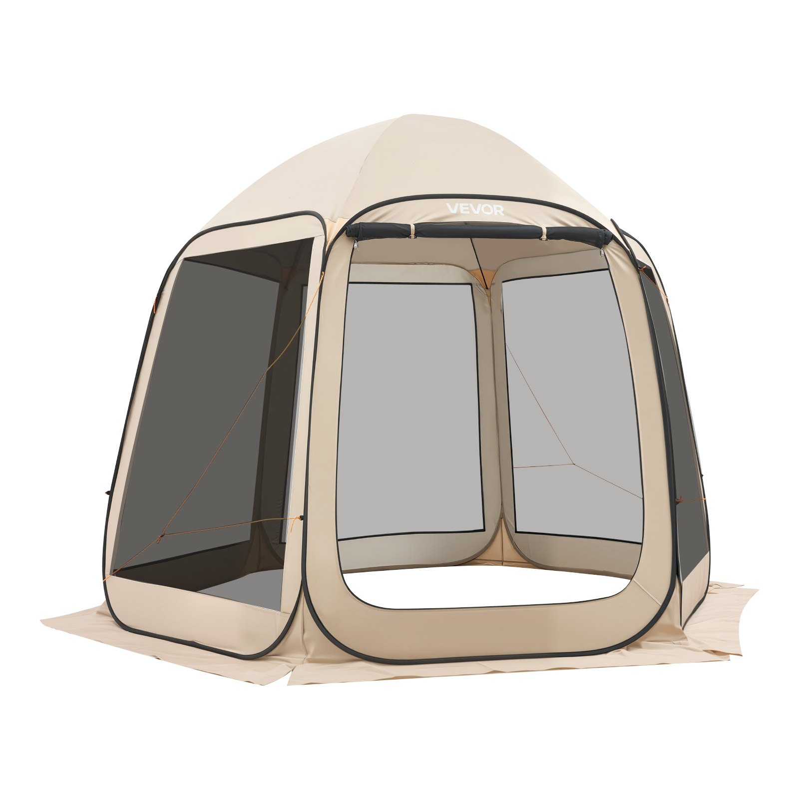VEVOR pop-up tent, 304,8 x 280,4 cm, kampeertent voor 4-8 personen, partytent inclusief draagtas, gaaswanden en haringen, voor tuin, terras en buitenactiviteiten, beige