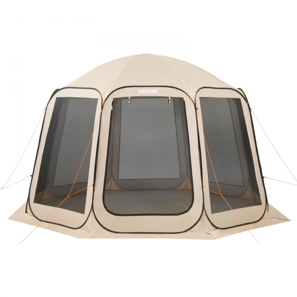VEVOR Pop-up Tent, 365,76 x 335,28 cm, Draagbare kampeertent voor 10-12 personen, met net, draagtas, zijwanden en haringen, voor tuin, terras en buitenactiviteiten, beige