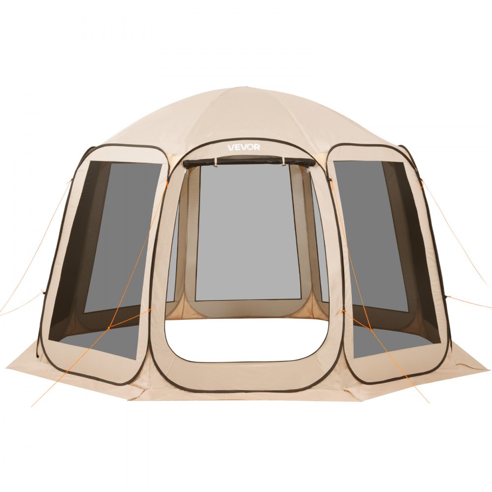 VEVOR Pop-up Tent, 365,76 x 335,28 cm, Draagbare kampeertent voor 10-12 personen, met net, draagtas, zijwanden en haringen, voor tuin, terras en buitenactiviteiten, beige