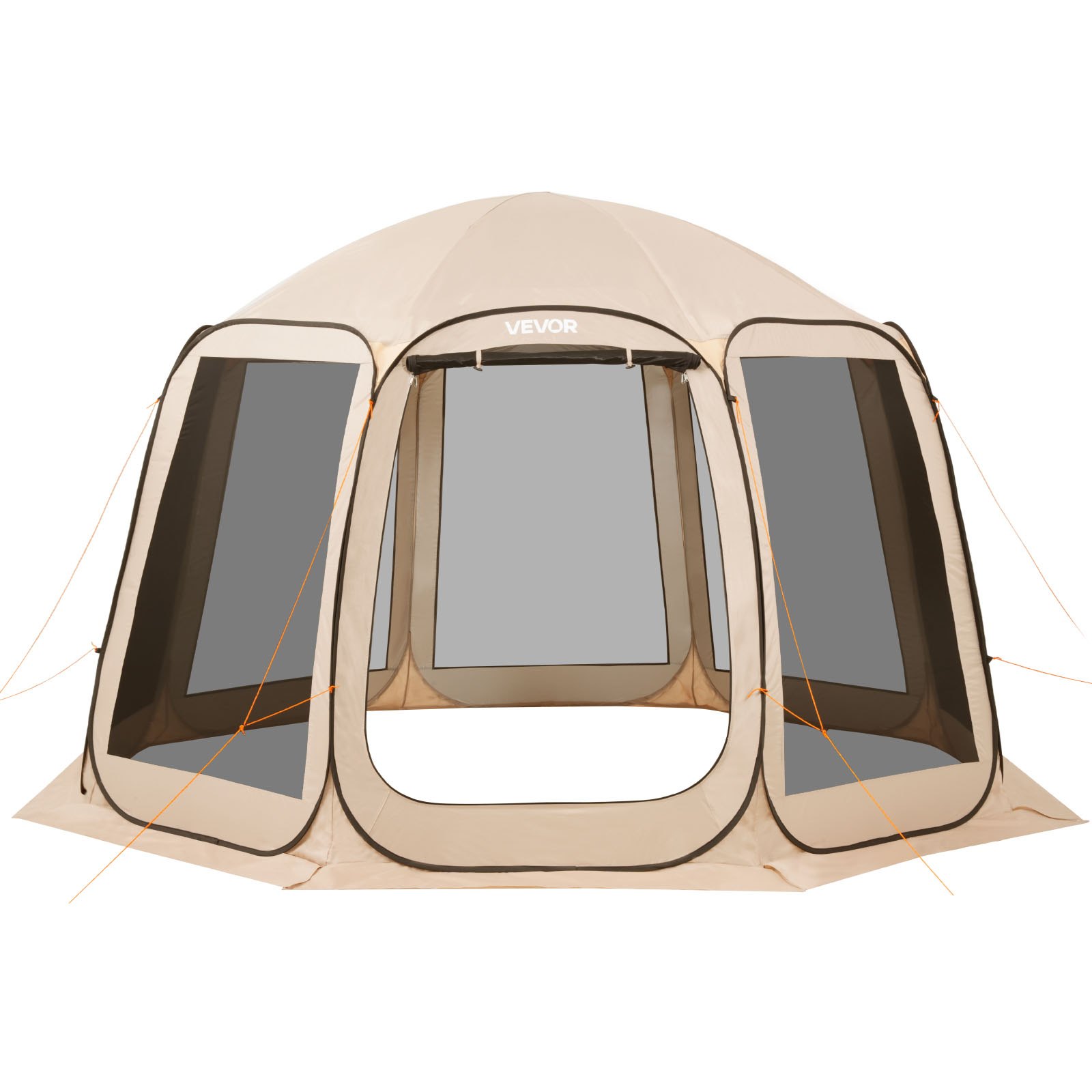 VEVOR Pop-up Tent, 365,76 x 335,28 cm, Draagbare kampeertent voor 10-12 personen, met net, draagtas, zijwanden en haringen, voor tuin, terras en buitenactiviteiten, beige