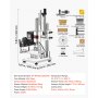 VEVOR Verwarmde Lederstempelmachine 10x10 cm Lederdrukmachine 160 kg Druk, voor Warmstempelen & Stansen 40 mm Slag Spantangbevestiging met Temperatuurregelaar 26 Koperen Letterstempels 50 Warmstempelfolies