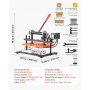 VEVOR Verwarmde Ledersnijmachine 360x260 mm Lederdrukmachine 500 W, voor Lederreliëf en Stanssnijden, 1,5 Ton Druk, 12 mm Slag, Twee Geleiderassen, 26 Koperen Letterstempels & 50 Hot Stamping Folies