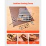 VEVOR Leather Working Tools Kit, 61 PCS Leather Craft Tools with Portable Canvas Storage Bag, Engraving Punching Sewing Stamping Sanding Tools, Ideal for Beginners DIY Enthusiasts and Professionals