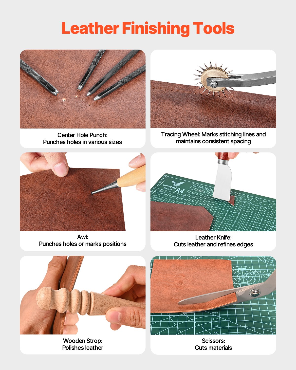 VEVOR 92-delige set leerbewerkingsgereedschap met draagbare opbergtas van canvas, grafisch gereedschap, stansgereedschap, naaigereedschap, snijgereedschap, ideaal voor beginners en professionals.
