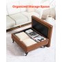 VEVOR 31 in Square Leather Ottoman with Storage, Upholstered Tufted Button Coffee Table Ottoman with Castered Rolling Wheels, PU Leather High-Density Sponge for Living Room, Dorm, Bedroom, Brown