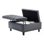 VEVOR 31 in Square Leather Ottoman with Storage, Upholstered Tufted Button Coffee Table Ottoman with Lift-Top & Flip Design, PU Leather High-Density Sponge for Living Room, Bedroom, Dorm, Grey