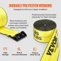 VEVOR Winch Straps 96 x 94mm 2.7T Load Capacity 8.2T Breaking Strength Truck Straps with Flat Hook Flatbed Tie Down Straps Load Control for Trailers Farms Rescues Tree Saver Yellow (4 Pack)