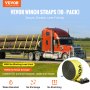 VEVOR Winch Straps, 4" x 30', 6000 lbs Load Capacity, 18000 lbs Breaking Strength, Truck Straps with Flat Hook, Load Control for Trailers, Farms, Rescues, Tree Saver, Yellow (10 Pack)