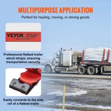 VEVOR Winch Straps, 4" x 30', 6000 lbs Load Capacity, 18000 lbs Breaking Strength, Truck Straps with Flat Hook, Load Control for Trailers, Farms, Rescues, Tree Saver, Red (10 Pack)