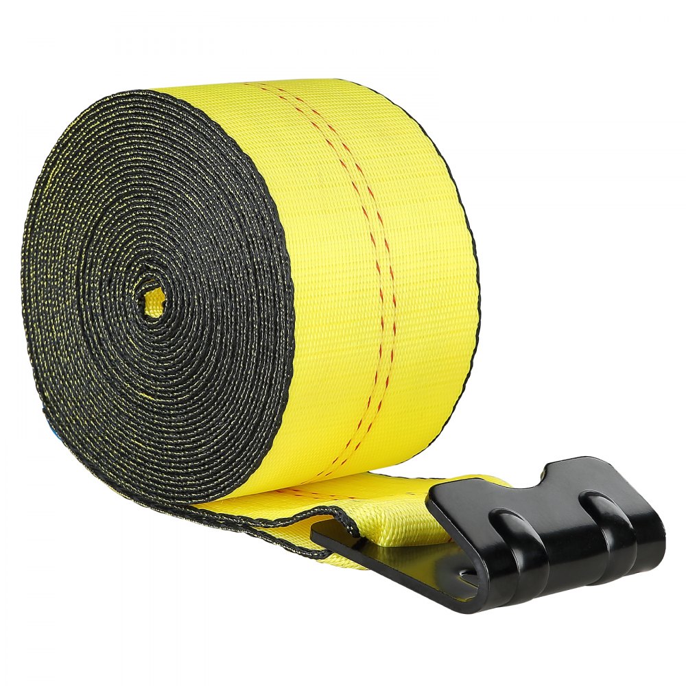 VEVOR Lierriemen, 10 cm x 12,2 m, draagvermogen 2700 kg, breeksterkte 8.200 kg, vrachtwagenriemen met platte haak, lastcontrole voor aanhangwagens, boerderijen, reddingsacties, bomenredder, geel (10-pack)