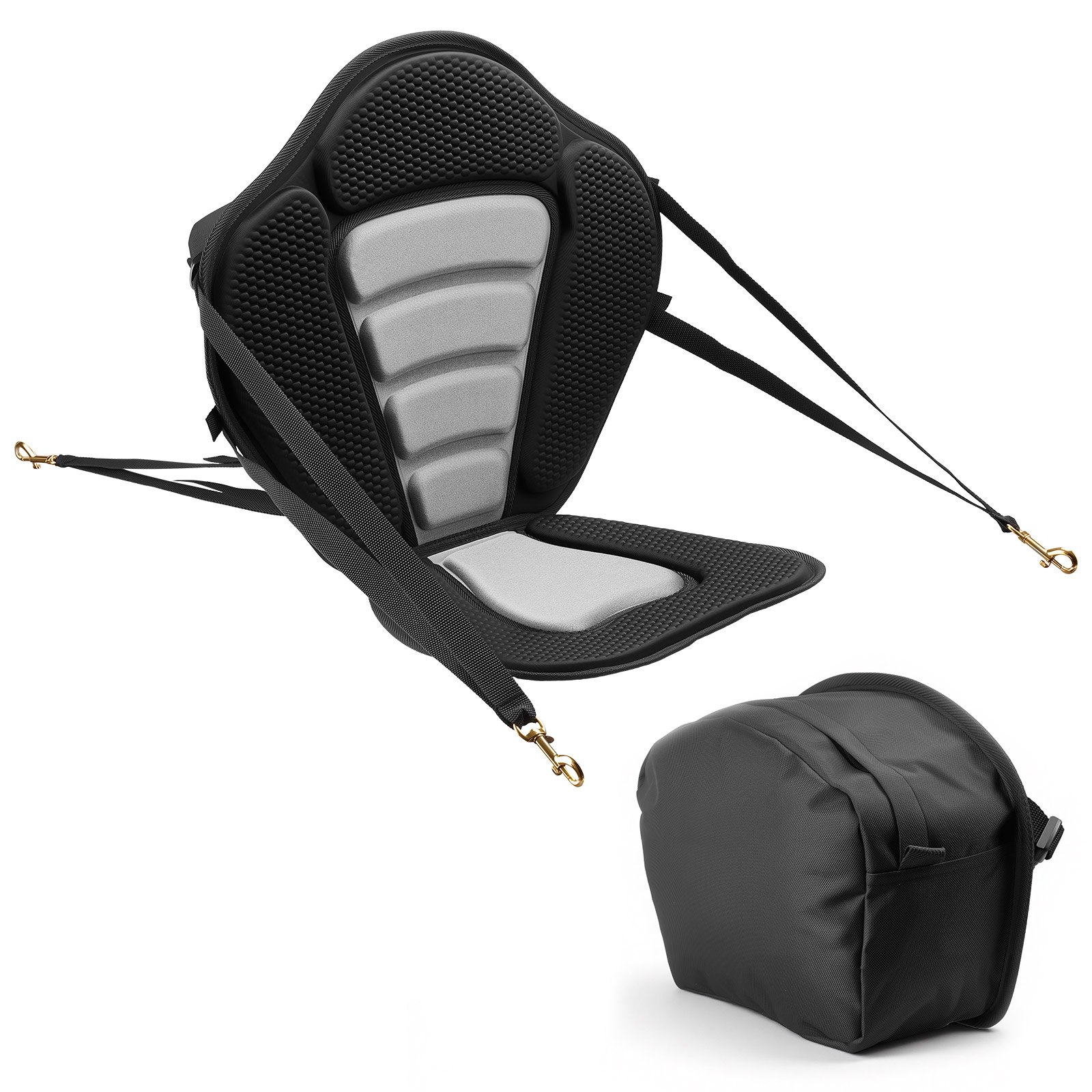 VEVOR Kayak Seat, 1 Pack 0.5" Thick, Universal Paddle Board Seat with Back Support, Sit-on-Top Soft Padded Cushion with Storage Bag & Adjustable Straps for SUP, Canoe, Fishing Boat, Inflatable Kayak